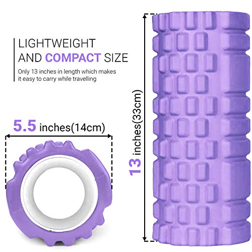 ROMIX Rodillo de Espuma, Alta Densidad Foam Roller de Masaje Muscular, Rulo Masaje Músculos Tejido Profundo para Fitness Yoga Pilates Terapia Puntos de Activación, Liberación Miofascial, Relajación