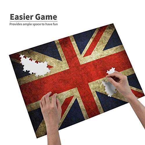 Rompecabezas de 500 Piezas,Bandera Inglesa Vintage,Rompecabezas de imágenes para niños, Adolescentes, Adultos,Divertido Juego de Alivio del estrés para Regalo