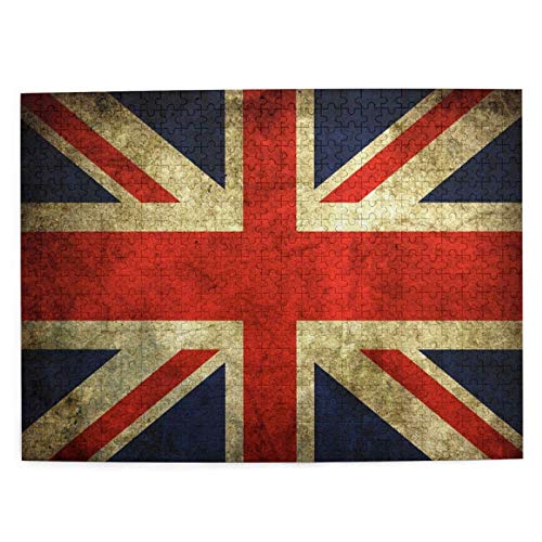 Rompecabezas de 500 Piezas,Bandera Inglesa Vintage,Rompecabezas de imágenes para niños, Adolescentes, Adultos,Divertido Juego de Alivio del estrés para Regalo