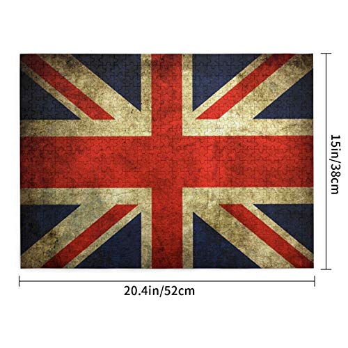 Rompecabezas de 500 Piezas,Bandera Inglesa Vintage,Rompecabezas de imágenes para niños, Adolescentes, Adultos,Divertido Juego de Alivio del estrés para Regalo