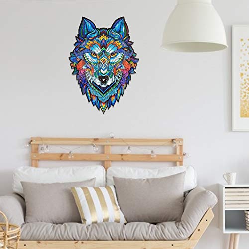 Rompecabezas de Madera, Animal Misterioso de Forma única, Adultos y niños, Ideal para la colección de Juegos Familiares, 3 tamaños (Large, Lobo)