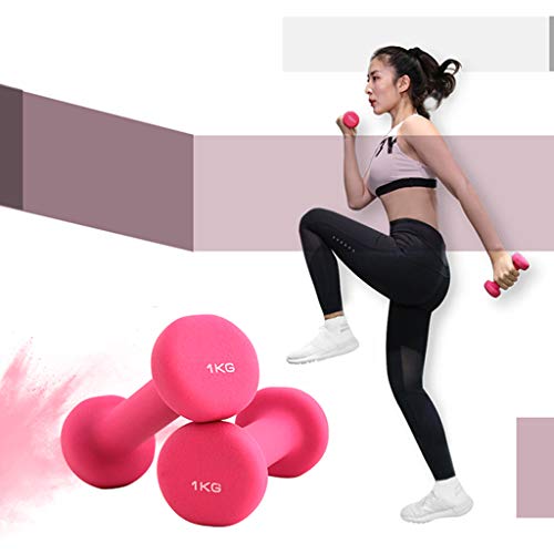 RONG SPORT Dumbbell Lady Entrenamiento anaeróbico Dos Piezas, Pesas de Mano Gimnasio Rehabilitación Fuerza para Usar en Yoga/Pilates/Aeróbicos Recubierto de Neopreno,A,1KG