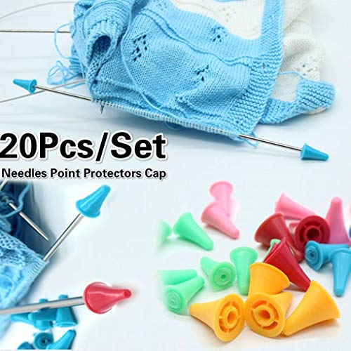 rongweiwang 20pcs / Set La Forma de Cono de Caucho Hace Punto de Punto Agujas de Coser tapón de Caucho de Punta de Aguja Consejos Point Protectores Arte de Costura Accesorios Color al Azar