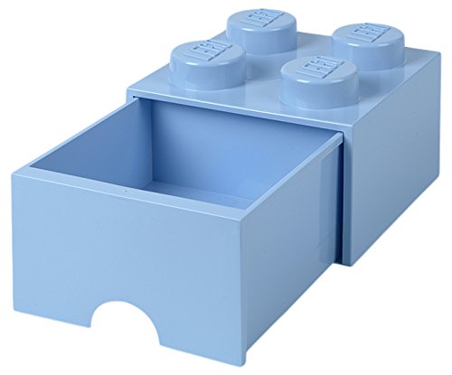 Room Copenhagen 4005 Lego Ladrillo 4 pomos, 1 cajón, Caja de almacenaje apilable, 4,7 l, Legion/Light Royal Blue, 25 x 25 x 18 cm