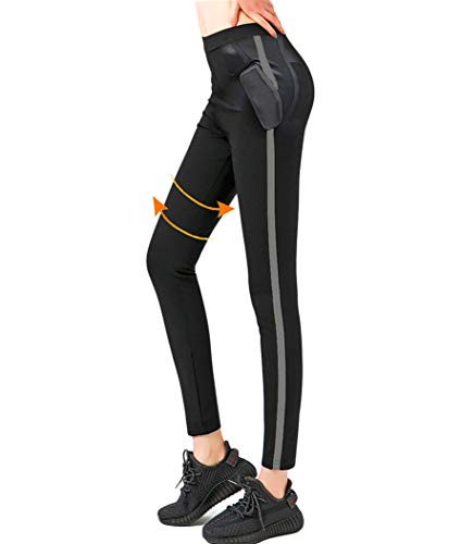 ROOTOK Pantalones para adelgazar, Mallas deportivas mujer, pantalón de sudoración, leggins anticeluliticos fitness, mallas termicas efectiva en deporte fitness negro