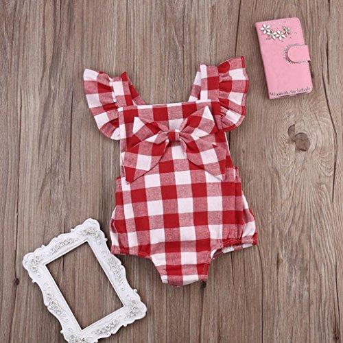 Ropa Bebe NiƱa Verano Fossen ReciƩn Nacido BebƩ Mono de Cuadros con Horquilla (6-12 Meses, Rojo) Ropa Bebe NiƱa Verano Fossen ReciƩn Nacido BebƩ Mono de Cuadros con Horquilla (6-12 Meses, Rojo)