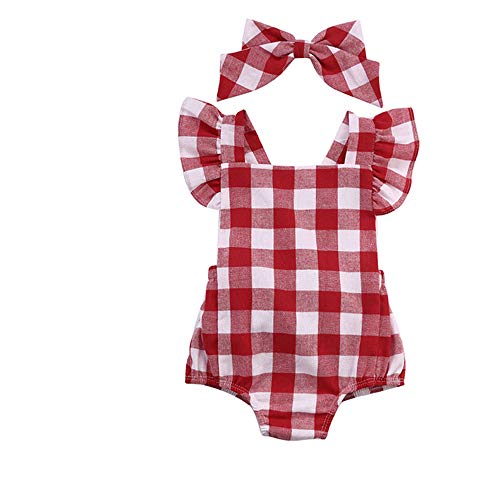Ropa Bebe NiƱa Verano Fossen ReciƩn Nacido BebƩ Mono de Cuadros con Horquilla (6-12 Meses, Rojo) Ropa Bebe NiƱa Verano Fossen ReciƩn Nacido BebƩ Mono de Cuadros con Horquilla (6-12 Meses, Rojo)