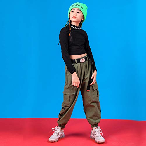 Ropa de Baile Hip Hop para niñas Blusas Cortadas para niños y Pantalones Cargo Conjunto de Ropa Elegante Ropa de Baile Hip Hop para niñas Blusas Cortadas para niños y Pantalones Cargo Conjunto de Ropa Elegante