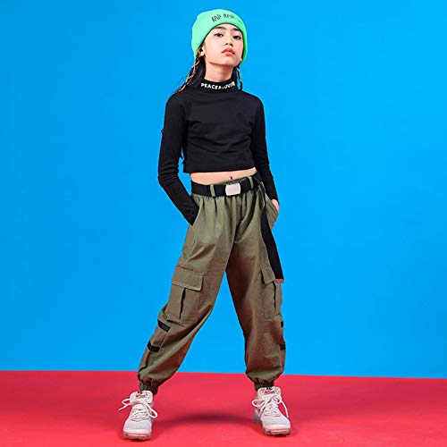Ropa de Baile Hip Hop para niñas Blusas Cortadas para niños y Pantalones Cargo Conjunto de Ropa Elegante Ropa de Baile Hip Hop para niñas Blusas Cortadas para niños y Pantalones Cargo Conjunto de Ropa Elegante