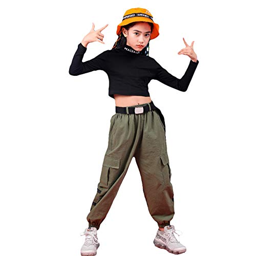 Ropa de Baile Hip Hop para niñas Blusas Cortadas para niños y Pantalones Cargo Conjunto de Ropa Elegante Ropa de Baile Hip Hop para niñas Blusas Cortadas para niños y Pantalones Cargo Conjunto de Ropa Elegante
