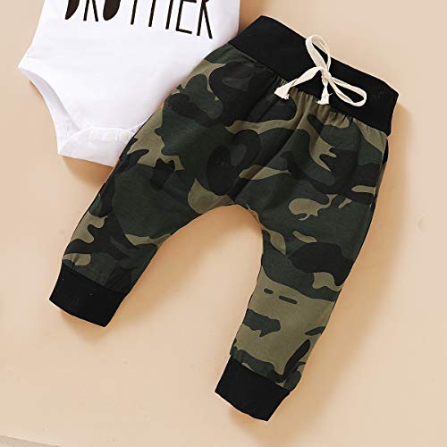 Ropa de bebé recién Nacido Little Brother 3 Piezas Outfit Romper Pants Pantalones Otoño Invierno Elefante Print Set