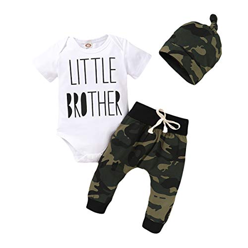 Ropa de bebé recién Nacido Little Brother 3 Piezas Outfit Romper Pants Pantalones Otoño Invierno Elefante Print Set