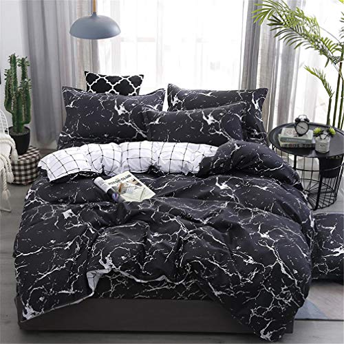 Ropa de Cama 3 Piezas (1 Funda nórdica y 2 Fundas de Almohada) Mármol Negro Blanco Geometría Enrejado Mármol Moderno Estilo nórdico (Negro, 150x200 cm - Cama 90) Ropa de Cama 3 Piezas (1 Funda nórdica y 2 Fundas de Almohada) Mármol Negro Blanco Geometría Enrejado Mármol Moderno Estilo nórdico (Negro, 150x200 cm - Cama 90)