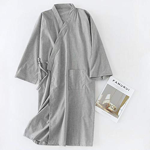 Ropa de Dormir Pijamas de Hombre Camisón de algodón Vestidos con Trajes de Kimono Camisa Pijamas de Manga Larga Bata de baño para el hogar Sala de Estar Dormir Khan Meditación al Vapor