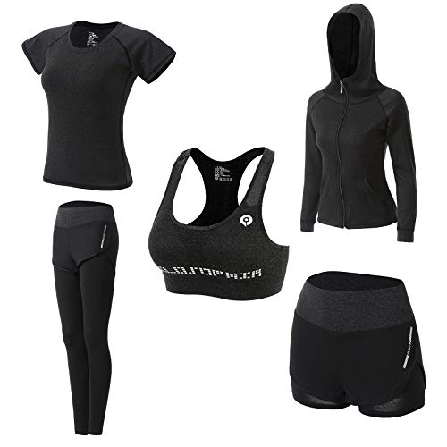 Ropa Deportiva Mujer,5 Piezas Conjuntos Deportivos para Mujer Yoga Fitness Deporte Chándales Ropa de Correr Conjunto de Gimnasio Ejercicio Carrera Entrenamiento Transpirable Cómodo Ropa Deportiva Mujer,5 Piezas Conjuntos Deportivos para Mujer Yoga Fitness Deporte Chándales Ropa de Correr Conjunto de Gimnasio Ejercicio Carrera Entrenamiento Transpirable Cómodo