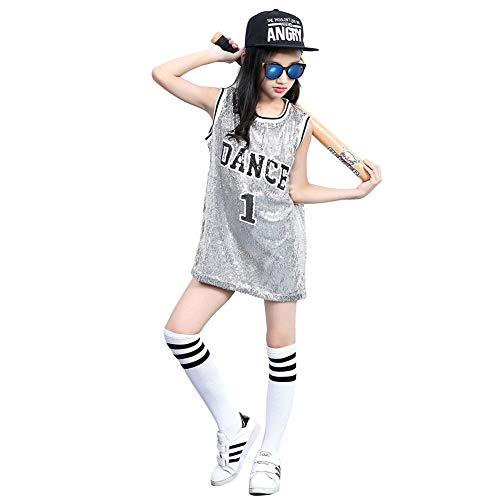 Ropa Hip Hop Niña Lentejuelas Ropa de Baile Trajes de Baile Callejero