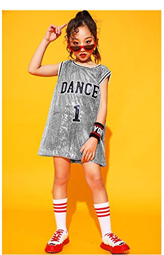 Ropa Hip Hop Niña Lentejuelas Ropa de Baile Trajes de Baile Callejero