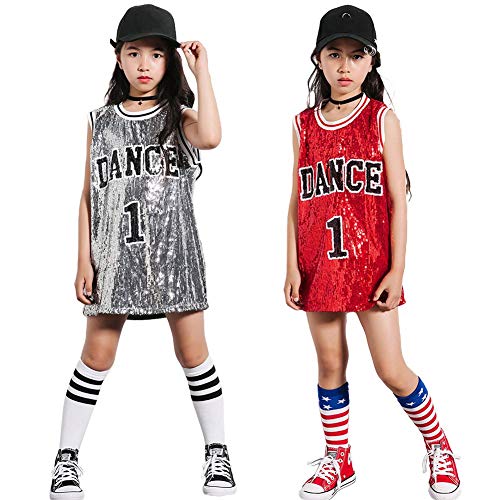 Ropa Hip Hop Niña Lentejuelas Ropa de Baile Trajes de Baile Callejero