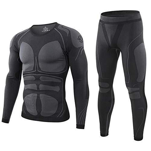 Ropa Interior Funcional para Deportes Al Aire Libre para Hombres, Conjunto De Ropa Interior Térmica De Otoño E Invierno, Que Se Utiliza para Hacer Ejercicio, Esquiar (Negro,M)