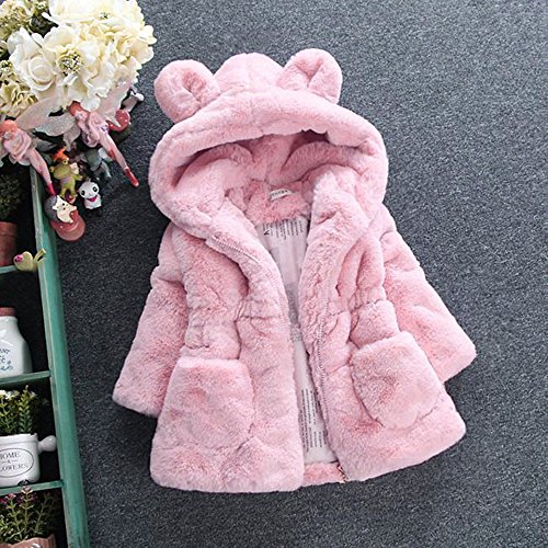 Ropa Niña Otoño e Invierno Abrigos Cremallera Espesar Peluche Chaqueta con Capucha de Orejas de Conejito para 1-6 años Niño