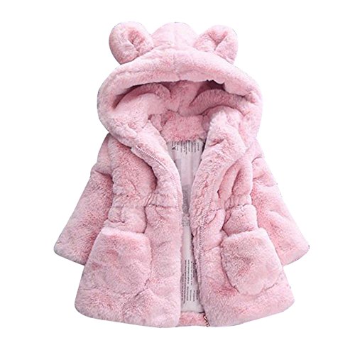 Ropa Niña Otoño e Invierno Abrigos Cremallera Espesar Peluche Chaqueta con Capucha de Orejas de Conejito para 1-6 años Niño