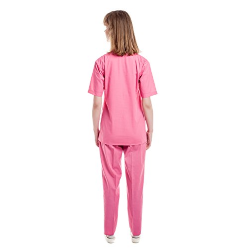 Rosa Uniformes Sanitario Pijama Mujer - 7 Tamaños A Medida Xs-3xl - Úsalo como Medico, Enfermera, Peluqueria, Veterinario, SPA, Fisioterapeuta Uniforme O De Trabajo Limpieza, Casaca Estetica Ropa