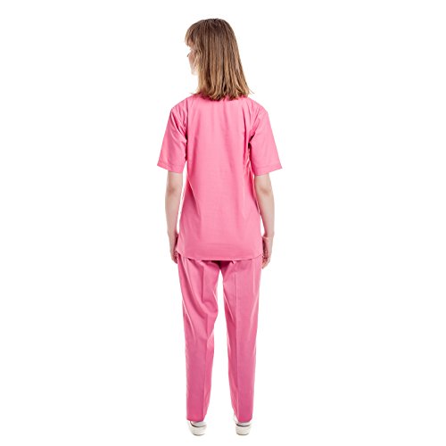 Rosa Uniformes Sanitario Pijama Mujer - 7 Tamaños A Medida Xs-3xl - Úsalo como Medico, Enfermera, Peluqueria, Veterinario, SPA, Fisioterapeuta Uniforme O De Trabajo Limpieza, Casaca Estetica Ropa