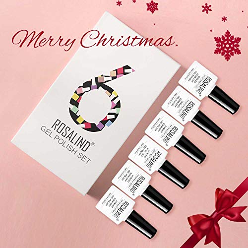 ROSALIND Esmaltes Semipermanentes de Navidad, 6 Colors Rojo Dorado Verde Bosque Blanco Esmaltes de Uñas en Gel UV LED para, Colección de El Día de los Reyes Magos 10ml