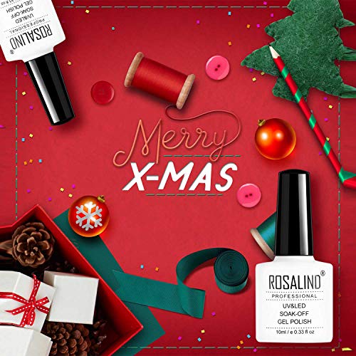 ROSALIND Esmaltes Semipermanentes de Navidad, 6 Colors Rojo Dorado Verde Bosque Blanco Esmaltes de Uñas en Gel UV LED para, Colección de El Día de los Reyes Magos 10ml