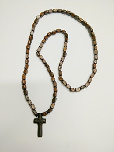 Rosario colgante religioso cristiano ortodoxo de doble cara con cruz / crucifijo de madera / 11.