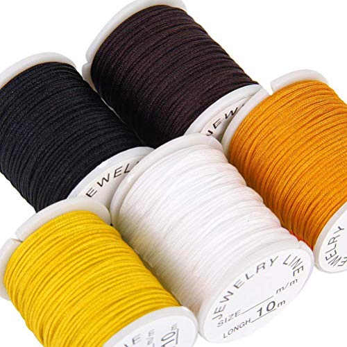 Rosenice - Cordones de nailon de varios colores, hilos para hacer collares y pulseras para manualidades, creación de bisutería y artesanías 0,8 mm – 10 unidades