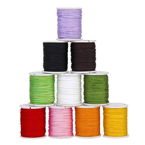 Rosenice - Cordones de nailon de varios colores, hilos para hacer collares y pulseras para manualidades, creación de bisutería y artesanías 0,8 mm – 10 unidades
