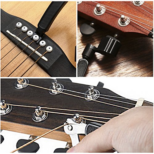 ROSENICE Enrollador de Cuerdas para Guitarra Cortador de Cuerda Tirador Puente Perno Herramientas Guitarra 3 en 1