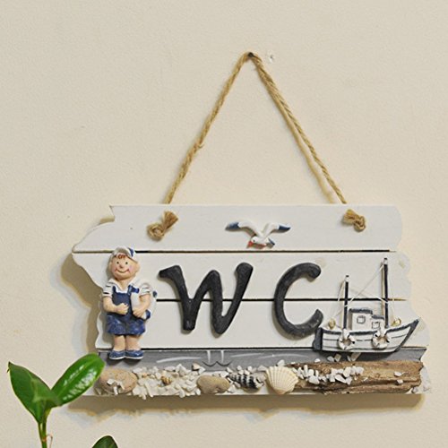 ROSENICE Placa de WC Nautica Decoracion Placa de Madera (Barco)