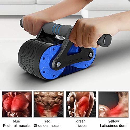 Rosilesi Springback Wheels Roller - Ejercitador Abdominal doméstico Entrenamiento de Push-up Equipo de Fitness Mudo Azul