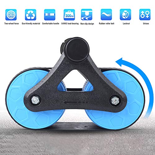 Rosilesi Springback Wheels Roller - Ejercitador Abdominal doméstico Entrenamiento de Push-up Equipo de Fitness Mudo Azul