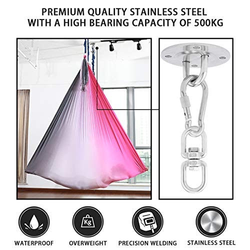 Rotación de 360 ° Ganchos para Hamaca, Ganchos de Techo, Inoxidable Anclajes de Techo, U-Tipo Gancho Fijo con Mosquetones y Tornillos, para Yoga, Hamacas, Sillón Colgante, Sacos de Boxeo Rotación de 360 ° Ganchos para Hamaca, Ganchos de Techo, Inoxidable Anclajes de Techo, U-Tipo Gancho Fijo con Mosquetones y Tornillos, para Yoga, Hamacas, Sillón Colgante, Sacos de Boxeo