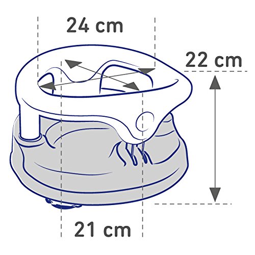 Rotho Babydesign 20429022101 Asiento para bañera, Anillo plegable, Cierre de seguridad para niños, 7-16 meses, Hasta 13kg, Sin BPA, 35x31,3x22cm, Gris/ Blanco/ Manzana Verde