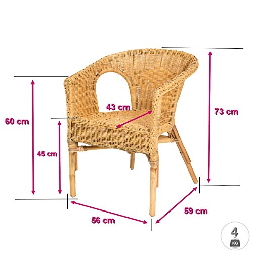 Rotin Design Rebajas : -34% Lote de 2 sillones de Mimbre Chris Miel Moderno y Barato