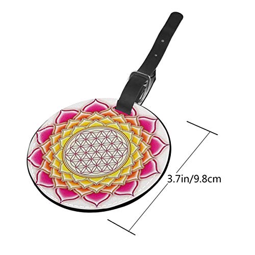 Round Travel Luggage Tags,Flower of Life Sacred Geometry Pattern Inside Lotus Petals Yoga Zen Image,Leather Baggage Tag Round Travel Luggage Tags,Flower of Life Sacred Geometry Pattern Inside Lotus Petals Yoga Zen Image,Leather Baggage Tag