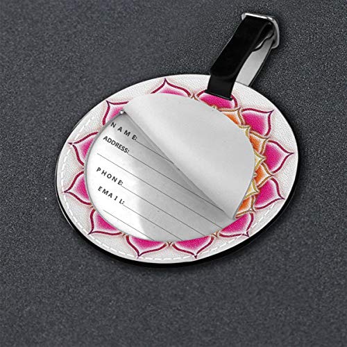 Round Travel Luggage Tags,Flower of Life Sacred Geometry Pattern Inside Lotus Petals Yoga Zen Image,Leather Baggage Tag Round Travel Luggage Tags,Flower of Life Sacred Geometry Pattern Inside Lotus Petals Yoga Zen Image,Leather Baggage Tag