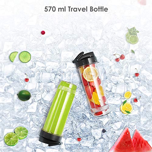 ROVLAK Botella Batidora Smoothie 570 ml Botella de Agua Portátil Licuadora de Batidora de Viaje Botella BPA Free Tritan Botella Mezcladora Reutilizable Blender Bottle