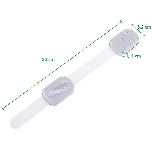 Rovtop 10 Pas Bloqueo de Seguridad para Bebés Ajustables Cierre de Seguridad para Armario Cajones y Puertas Pegajosos Cerraduras de Seguridad, con CE REACH (Blanco)