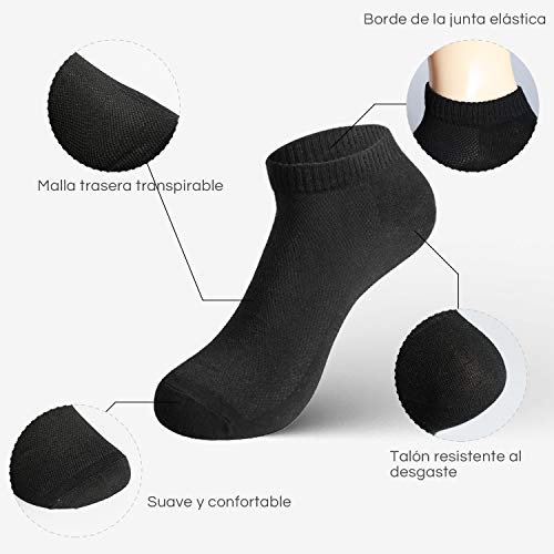 Rovtop 12 Pares de Calcetines para Hombre y Mujer - 12 Pares Calcetines Deportivos Medias Bajas, Malla Transpirable (Blanco/Negro/Gris)