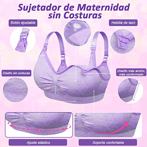 Rovtop 3 Pcs Sujetador de Lactancia de Sujetador de Maternidad Sin Costuras para Mujer Dormir Acolchado Extraíble, Adecuado para Lactancia(Talla XL) Rovtop 3 Pcs Sujetador de Lactancia de Sujetador de Maternidad Sin Costuras para Mujer Dormir Acolchado Extraíble, Adecuado para Lactancia(Talla XL)