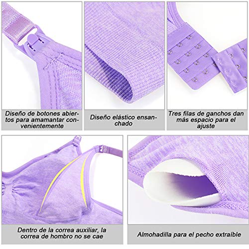 Rovtop 3 Pcs Sujetador de Lactancia de Sujetador de Maternidad Sin Costuras para Mujer Dormir Acolchado Extraíble, Adecuado para Lactancia(Talla XL) Rovtop 3 Pcs Sujetador de Lactancia de Sujetador de Maternidad Sin Costuras para Mujer Dormir Acolchado Extraíble, Adecuado para Lactancia(Talla XL)
