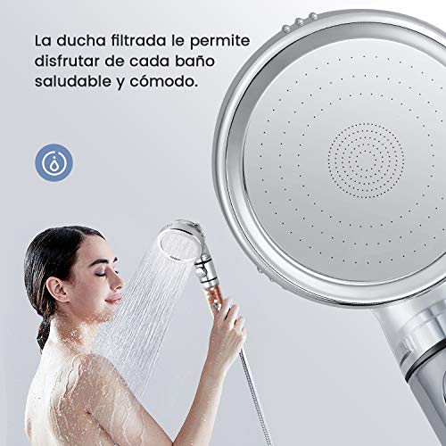Rovtop Alcachofa de Ducha Válvula de Cierre de Agua - Cabezal de Ducha de Mano Filtración de Alta Presión de Ahorro de Agua con un Paquete Adicional de Repuesto (3 Modos + Botón de STOP) Rovtop Alcachofa de Ducha Válvula de Cierre de Agua - Cabezal de Ducha de Mano Filtración de Alta Presión de Ahorro de Agua con un Paquete Adicional de Repuesto (3 Modos + Botón de STOP)