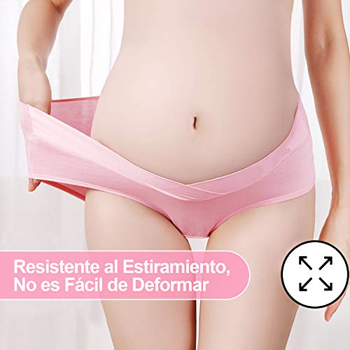 Rovtop Bragas Embarazadas Algodon 6Pcs - Bragas de Algodón para Premamá + 1Pcs Bolsa de Lavandería, Bragas Maternidad Algodón para Embarazadas (M)