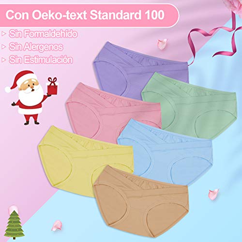 Rovtop Bragas Embarazadas Algodon 6Pcs - Bragas de Algodón para Premamá + 1Pcs Bolsa de Lavandería, Bragas Maternidad Algodón para Embarazadas (M)