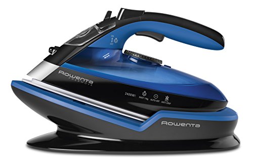 Rowenta DE5010D1 Freemove Plancha de vapor sin cable con golpe de vapor 115 g/min, 2400 W, 250 ml, suela Microsteam 400 láser, Azul/Negro